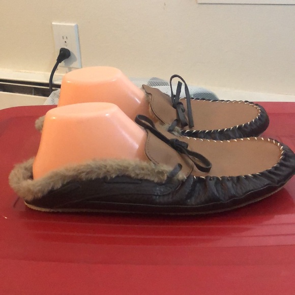 Nabfly Men's Moccasin Brown Tan Faux Suede Lined Fuzzy Sherpa Slippers Size 11 - Picture 5 of 12